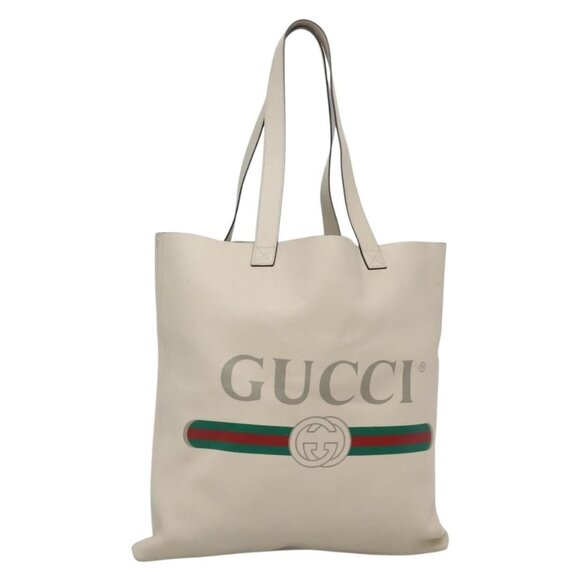 GUCCI Web Sherry Line Tote Bag Leather Ivory 572768 Auth mr1460 - Picture 1 of 16